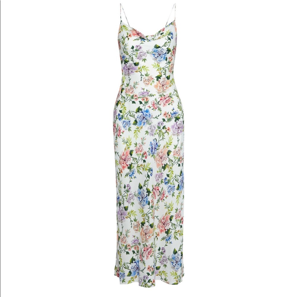 Alice + Olivia Harmony Floral Print MidiSlip Dress